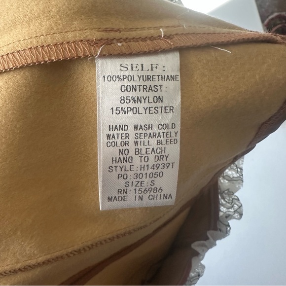 Idem Ditto Faux Leather Strapless Top NWT Brown Corset Style Size L - Picture 3 of 8